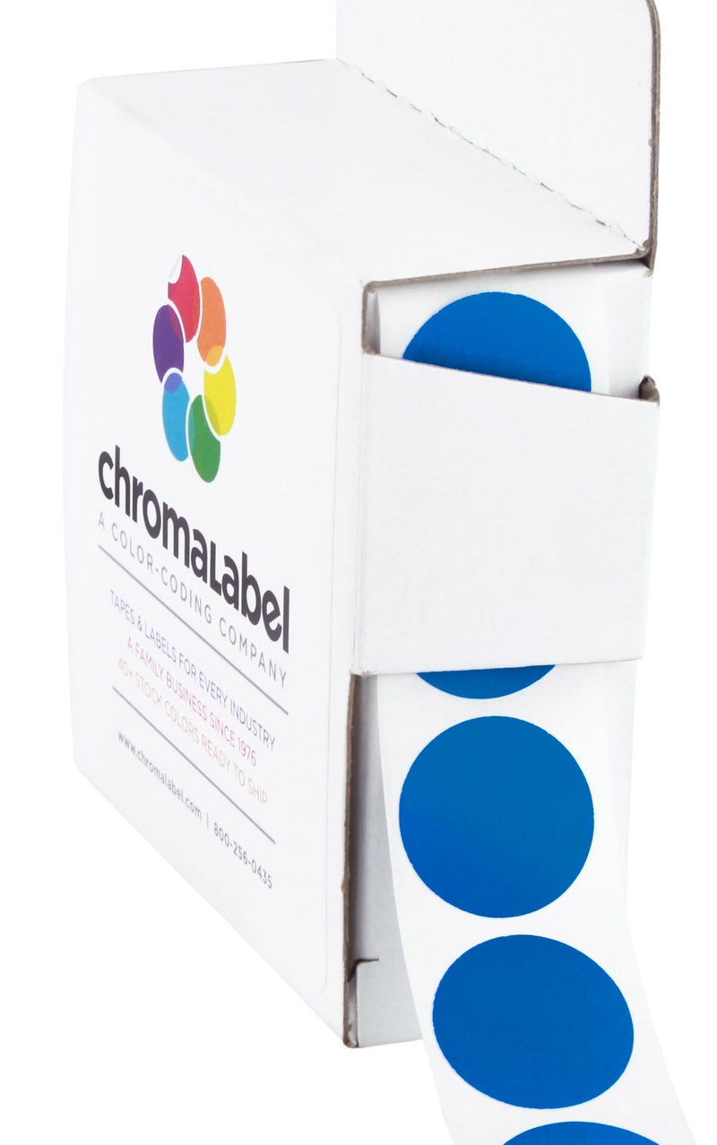 ChromaLabel 0.75 Inch Round Label Permanent Color Code Dot Stickers, 1000 Labels per Dispenser Box, Dark Blue - Image 1